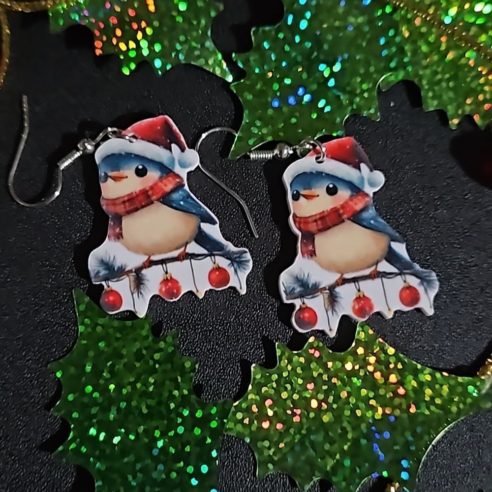 Fashion 🎁 Holiday Earrings Bird on a Branch NWT